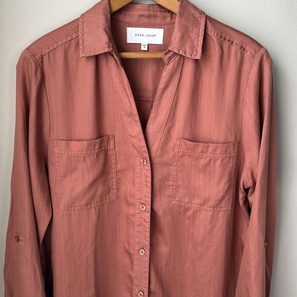Dear John Denim Wistful Mauve Long Sleeve Button Avery Dress - Picture 6 of 10